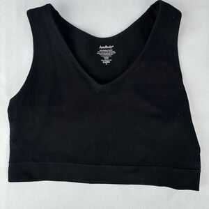 AnyBody Ribbed Black No Wire Sports Bra